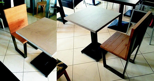 CAFE BAR -  Τραπέζι από τσιμεντοκονια με μασίφ καρέκλα 